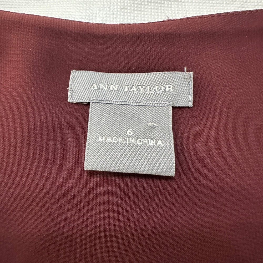 Ann Taylor Camisole Top Womens 6 Burgundy Satin Poetcore Dark Romantic Coquette - Picture 4 of 13